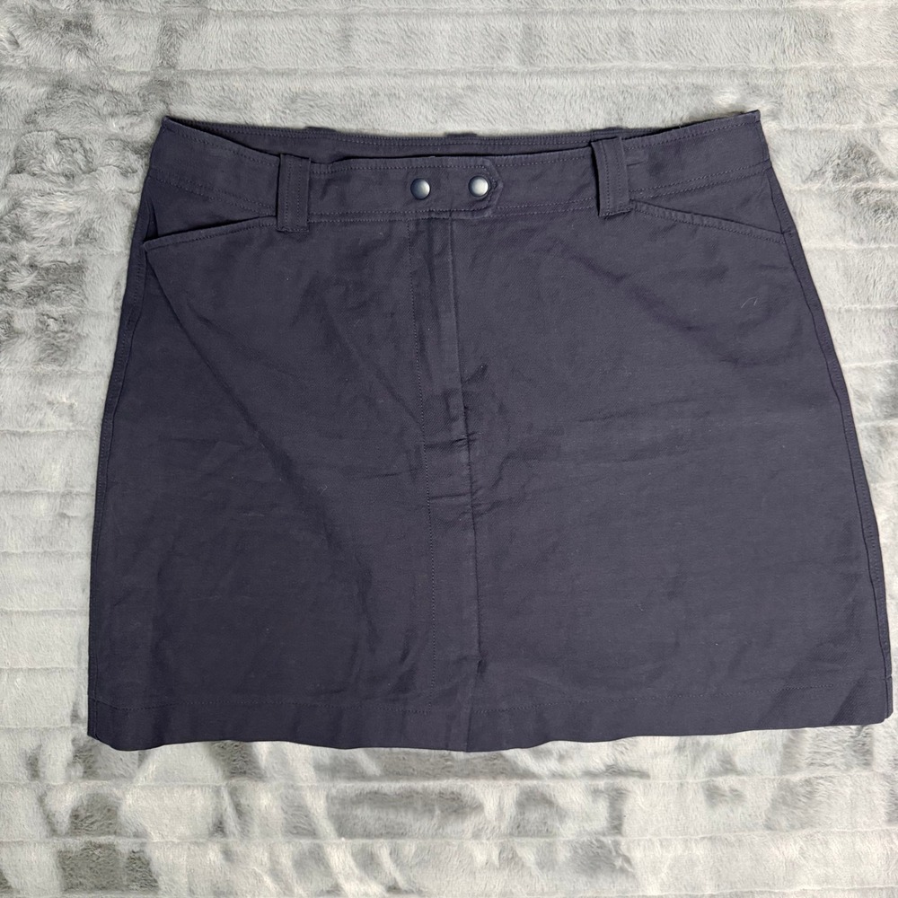 Loft Mini Skirt Womens 14 Navy Blue Cotton Blend Stretch Utility Workwear